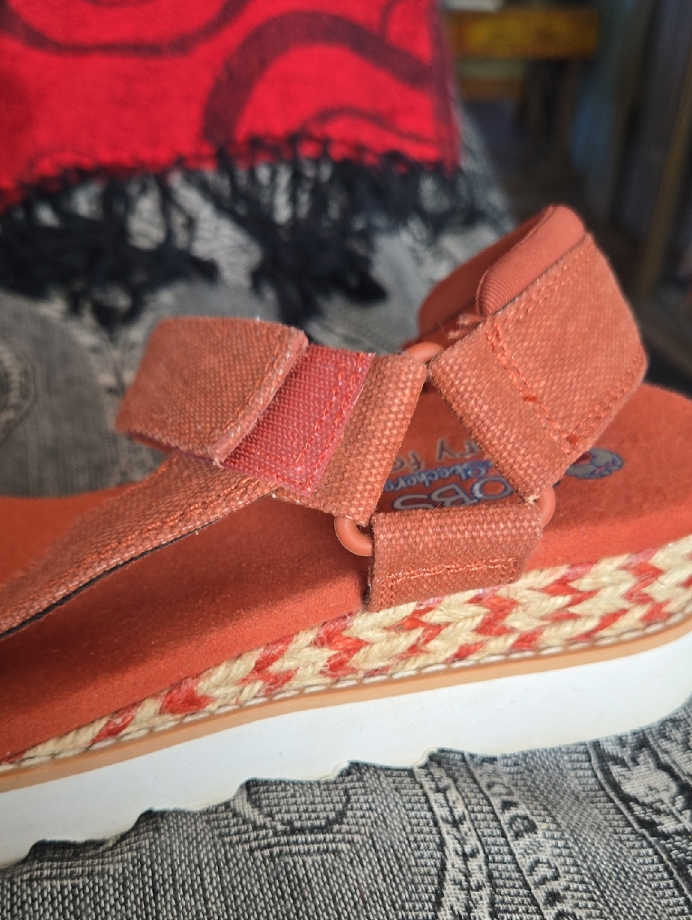 Bob's from Skechers, jute wrapped petite wedge, Beach look, brick red Sandals - Picture 13 of 13